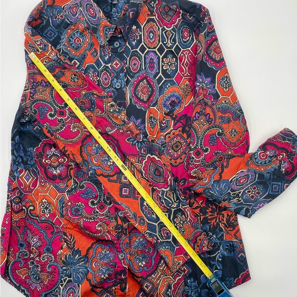 Jones New York Signature | Collared Buttoned Blouse Shirt Top Multicolor Size L - Picture 6 of 9